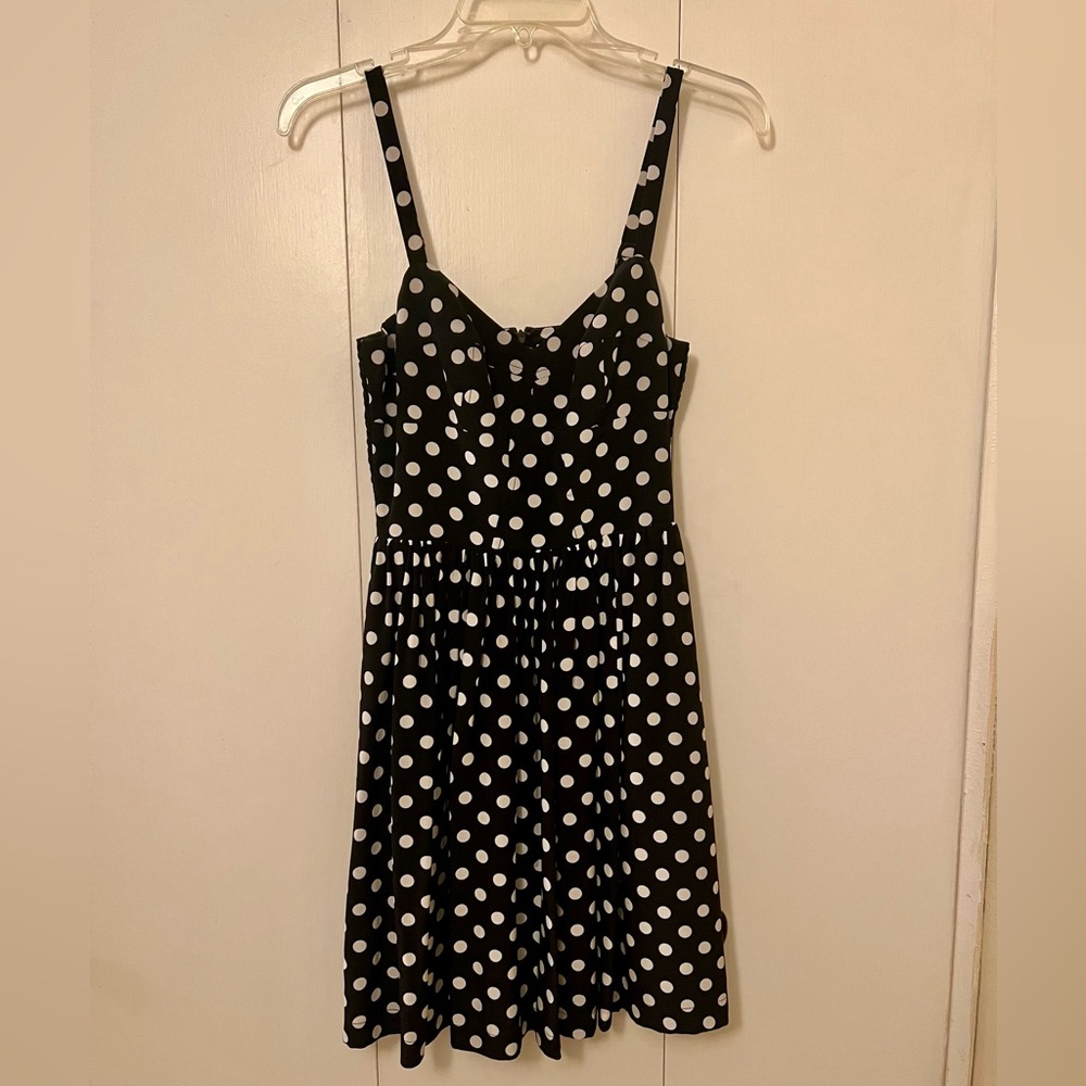 Amanda Uprichard 100% Silk Black With White Polka Dots Dress Size S